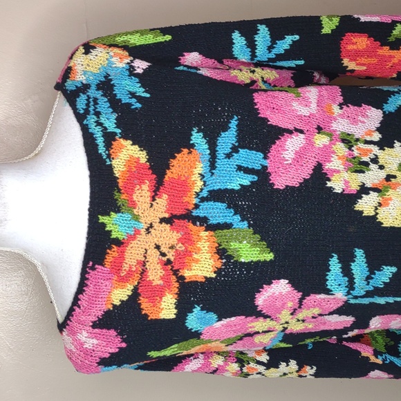 David Brooks Floral Print Silk Blend Sweater - Medium - Picture 2 of 6